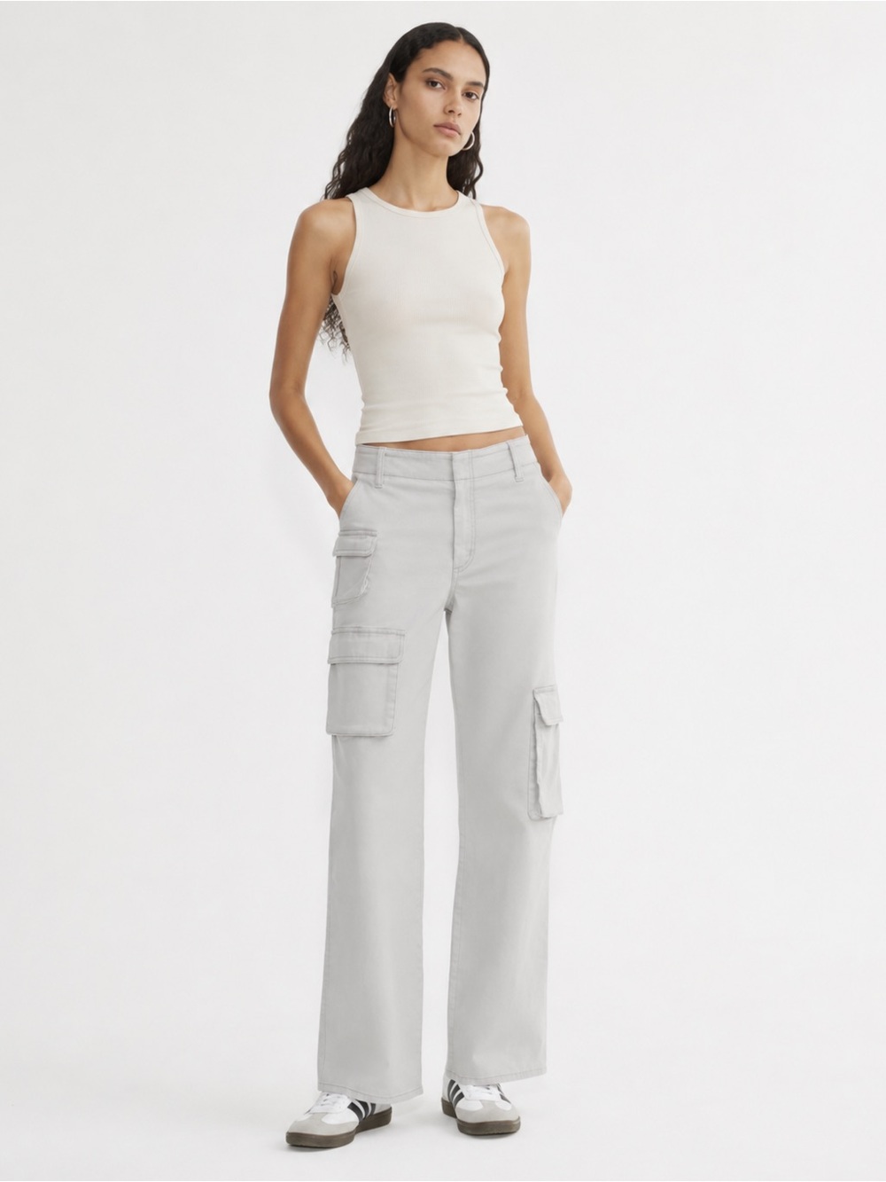 Wilfred Aritzia Women Beige Cargo Utility Wide Leg Pants US4 Casual Contemporary